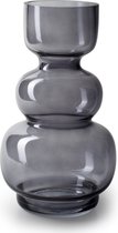 Jodeco Bloemenvaas - smoke grijs/transparant glas - H25 x D14 cm - Zeer stijlvolle vorm