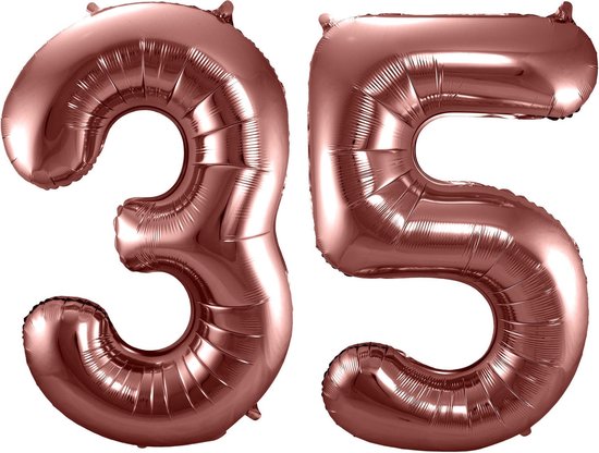 Folat Folie ballonnen - 35 jaar cijfer - brons - 86 cm - leeftijd feestartikelen
