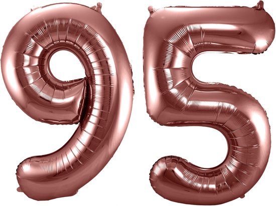 Folat Folie ballonnen - 95 jaar cijfer - brons - 86 cm - leeftijd feestartikelen