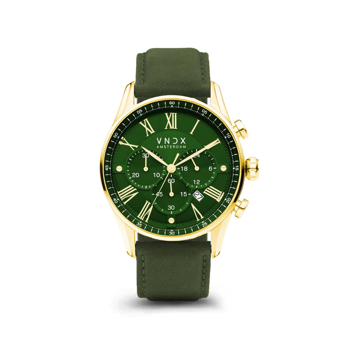 VNDX Amsterdam - Heren horloge - The Chief Goud leder Groen