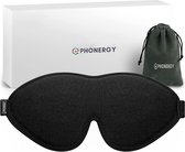 Phonergy Numea - Slaapmasker- Oogmasker- 2024- 3D Ergonomisch- Eco Traagschuim- Biologisch - 100% Verduisterend- Handgemaakt - Zwart