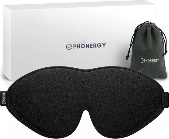 Zwart Phonergy Numea slaapmasker met doos en opbergzakje.