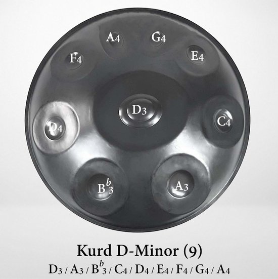 LIDAH® Handpan - Nitrated Steel Hand Pan - 53 cm - D Mineur (9) Kurd Steel Drum - Steeldrum Klankschaal + Handpan Olie & Draagtas - LIDAH