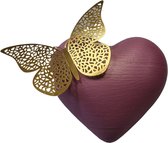 LBM mini urn hart met vlinder - roze - 450 ml - duurzaam kunststof