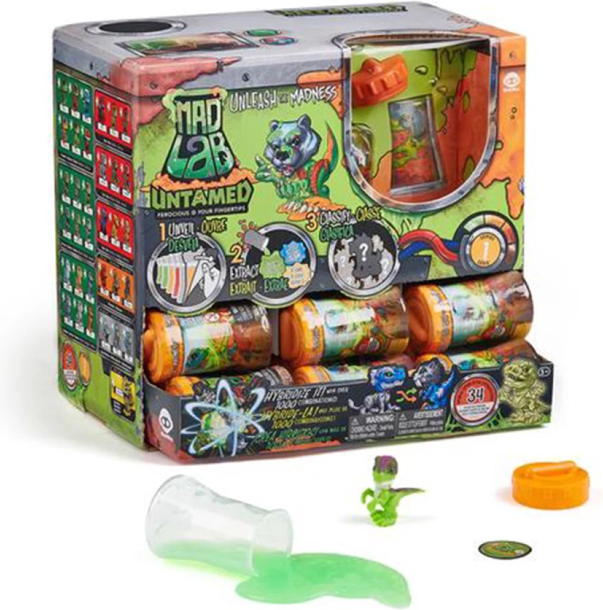 Mad Lab: Untamed - Verzamelbox - 34 stuks - Traktatie box - Dino speeltjes - kinder feest - Merkloos