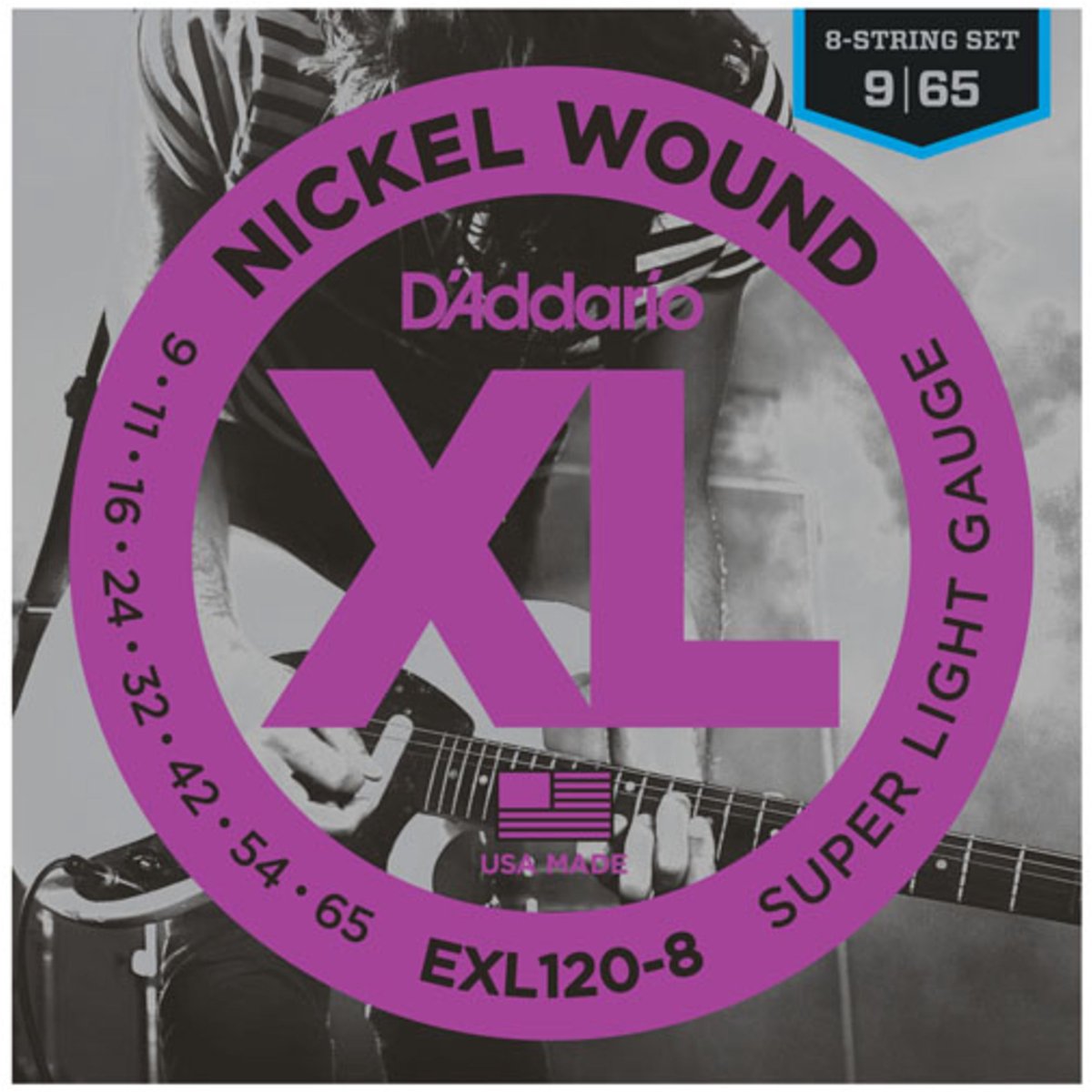 D'Addario EXL120-8 09-65 8-string nikkel omwonden - Elektrische gitaarsnaren