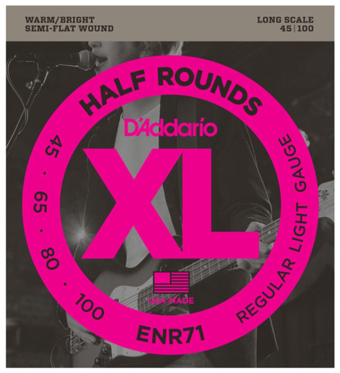 D'Addario ENR71 Bassnaren Half Rounds (45-100) Regular Light