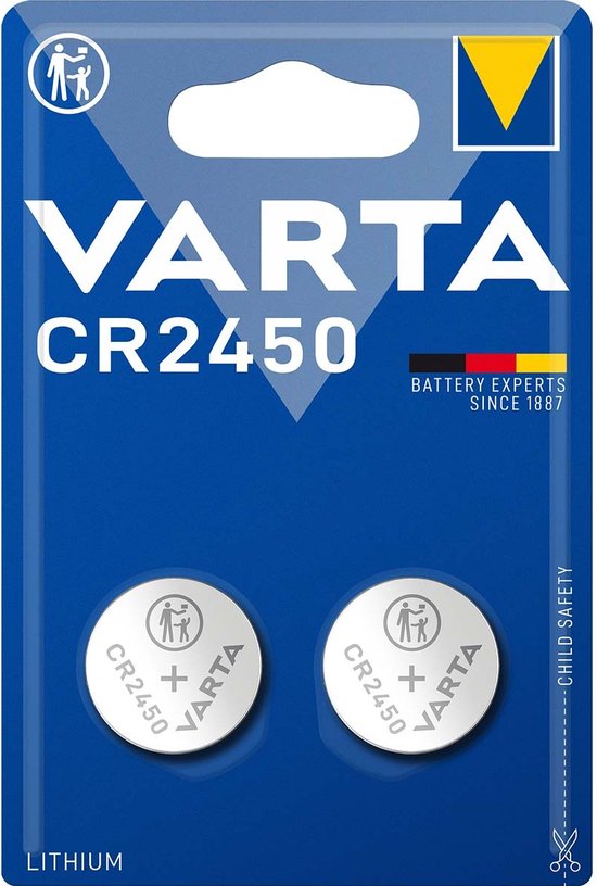 Varta CR2450, Batterie à usage unique, CR2450, Lithium, 2 pièce(s), 560 mAh, Argent