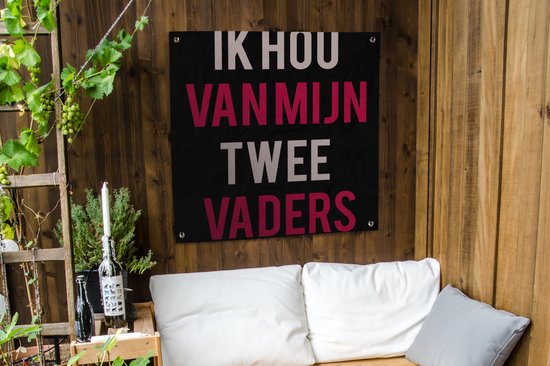 Serviette de jardin Citations - J'aime mes deux papas - Papa - Dictons - 100x100 cm