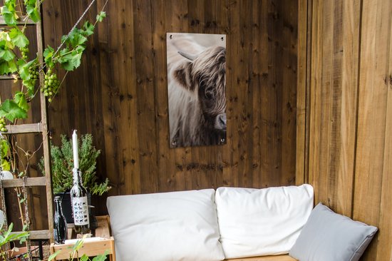 Poster de jardin Highlander écossais - Vache - Fourrure - 40x80 cm - Décoration murale Outdoor - Poster de jardin - Toile de jardin - Poster de clôture - Tableau de jardin