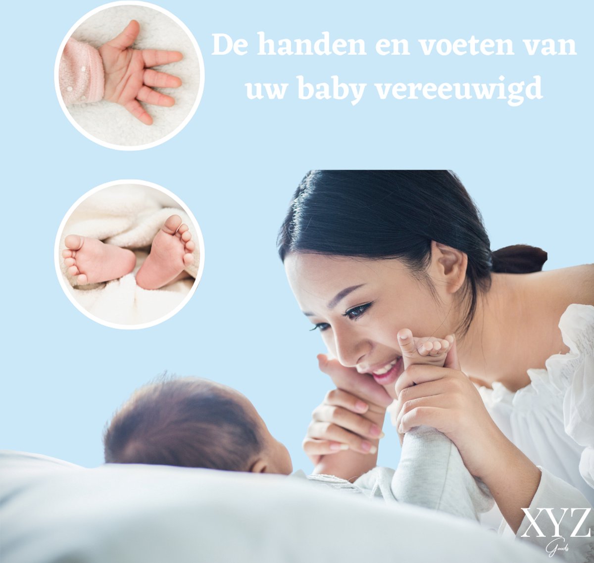 XYZ Goods Baby Fotolijst - met Klei Afdruk Voet en Hand ( Gipsafdruk baby ) - Kraamcadeau Jongen / Kraamcadeau Meisje - Babyshower - Kraampakket / Geboorte Cadeau - Baby Artikelen - Zwart – foto 2