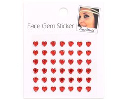 Momol Glitters - Face en Body Opplak Steentjes Rood Hartjes om op gezicht te plakken