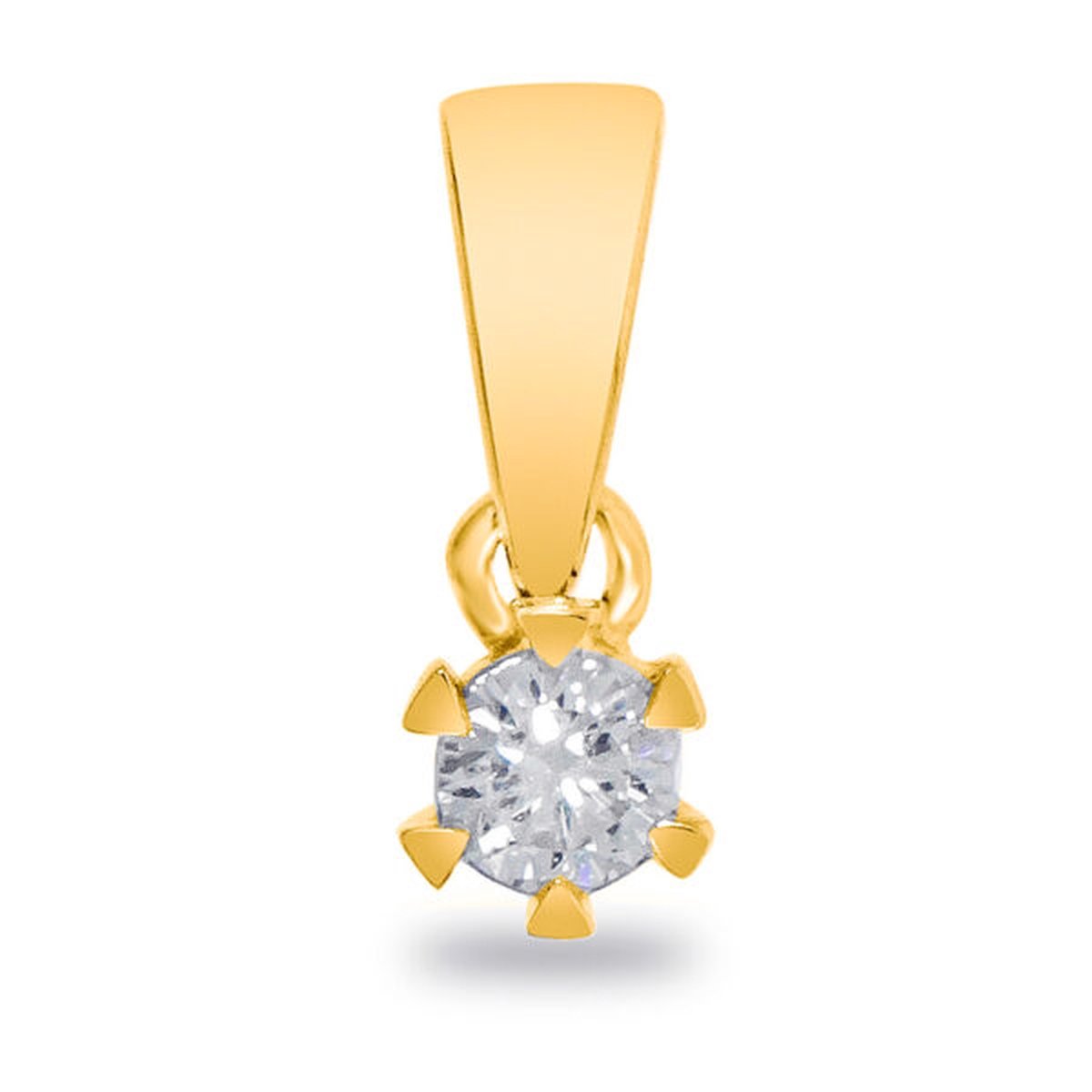 Geelgouden - hanger - 14karaat – diamant - 0.07crt - uitverkoop Juwelier Verlinden St. Hubert - van €369,= voor € 265,=