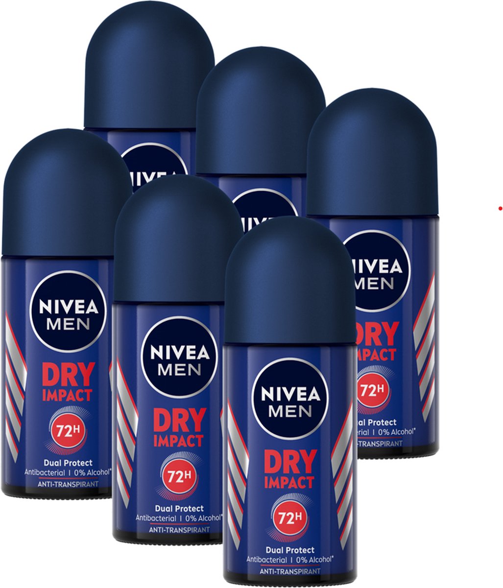 NIVEA MEN Dry Impact Deodorant Roller - 6 x 50 ml - Voordeelverpakking - NIVEA