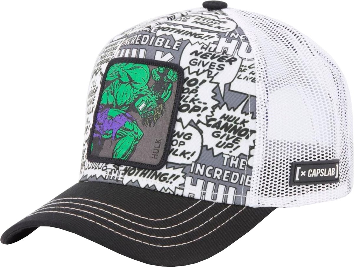 Capslab Marvel Trucker Hulk Cap CL-MAR3-1-HUL1, Mannen, Wit, Pet, maat: One size