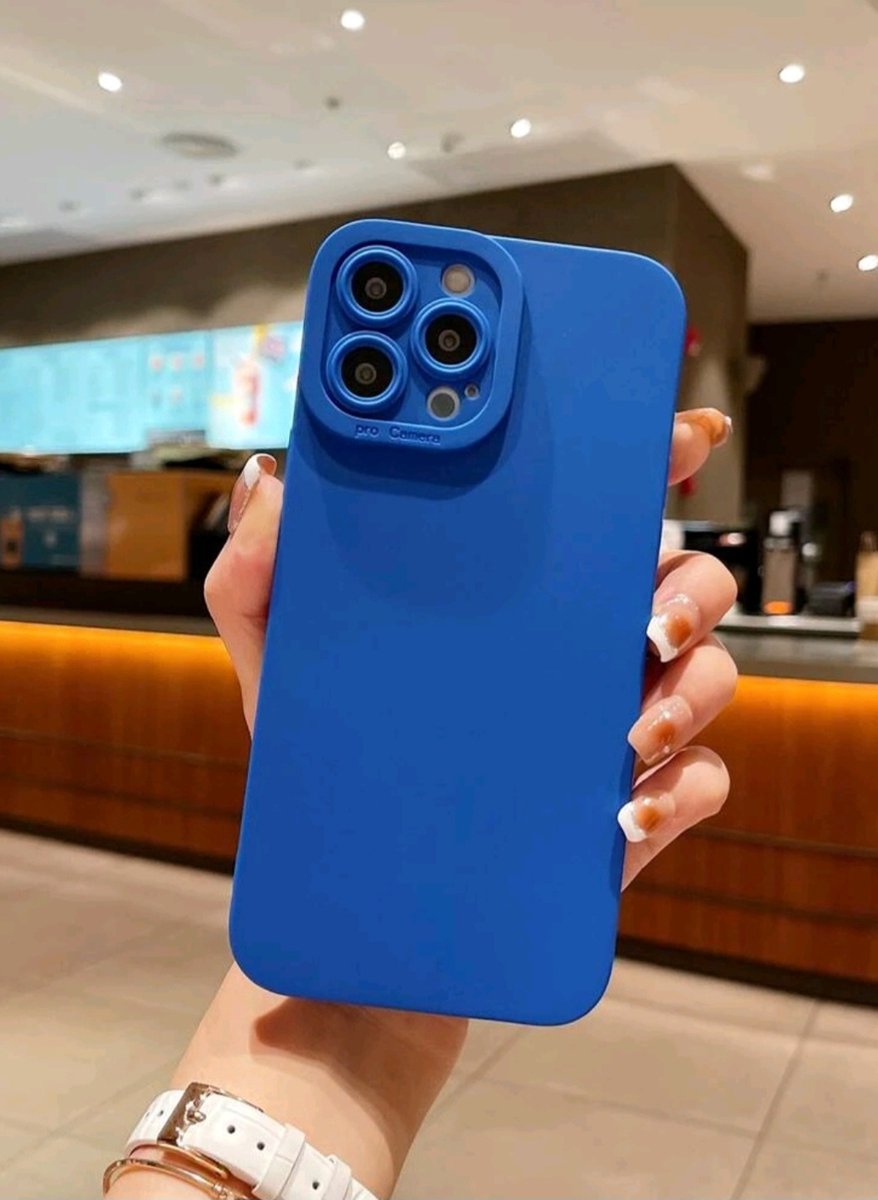 iPhone 13 - Luxe Back Cover - Rubber Case - Camera Protector - Beeldscherm Protector - Blauw