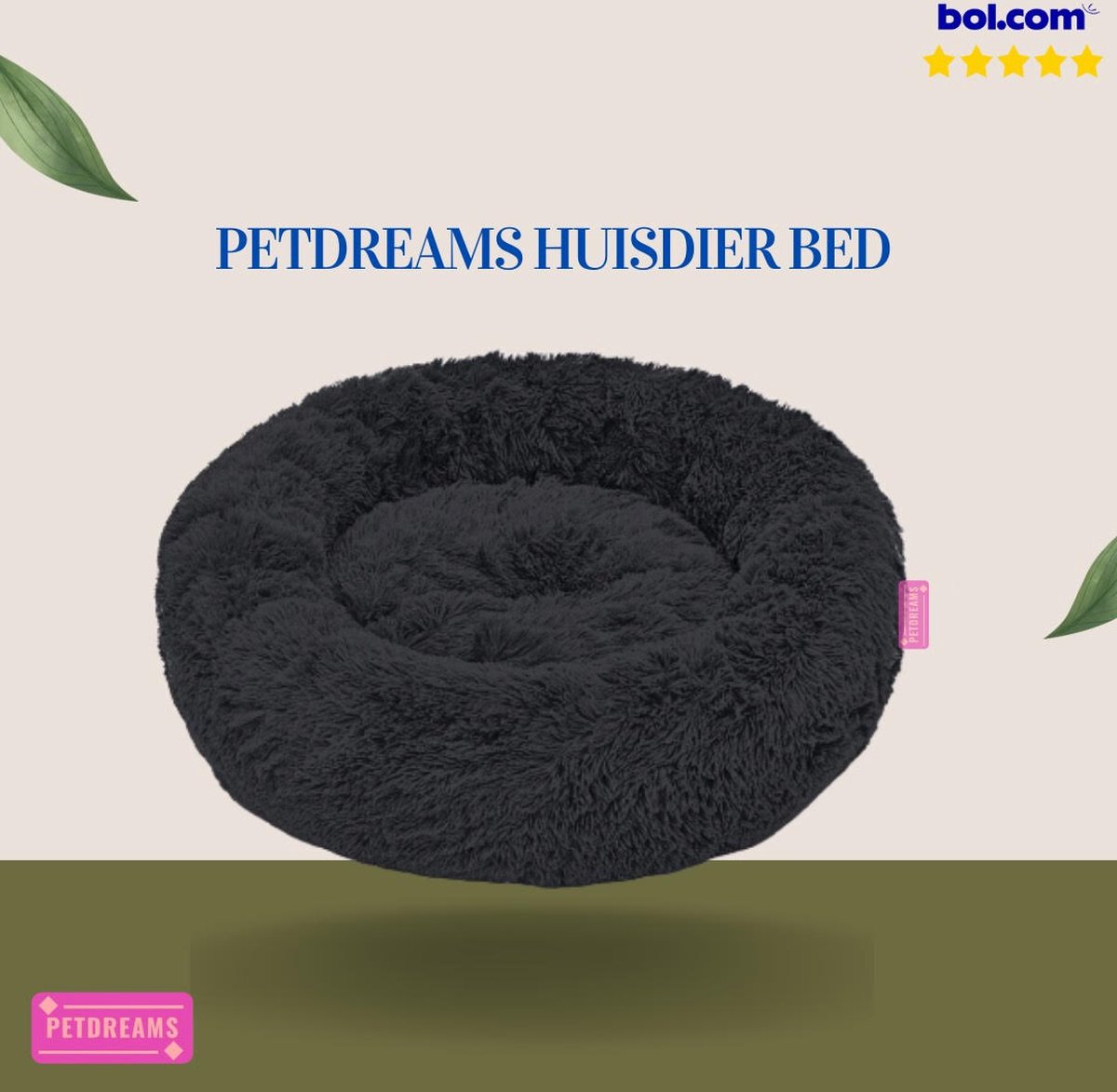 Donut hondenmand beige 40 tot 120 cm – ronde pluche mand