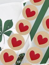 Sluitsticker - Sluitzegel – Valentijn - Kerst - Sinterklaas Kraft - Rood | Hart / Hartje | Moederdag | Trouwkaart - Geboortekaart | Harten - Chique | Envelop stickers | Cadeau - Cadeauzakje - Traktatie | Leuk inpakken | Huwelijk - DH collection