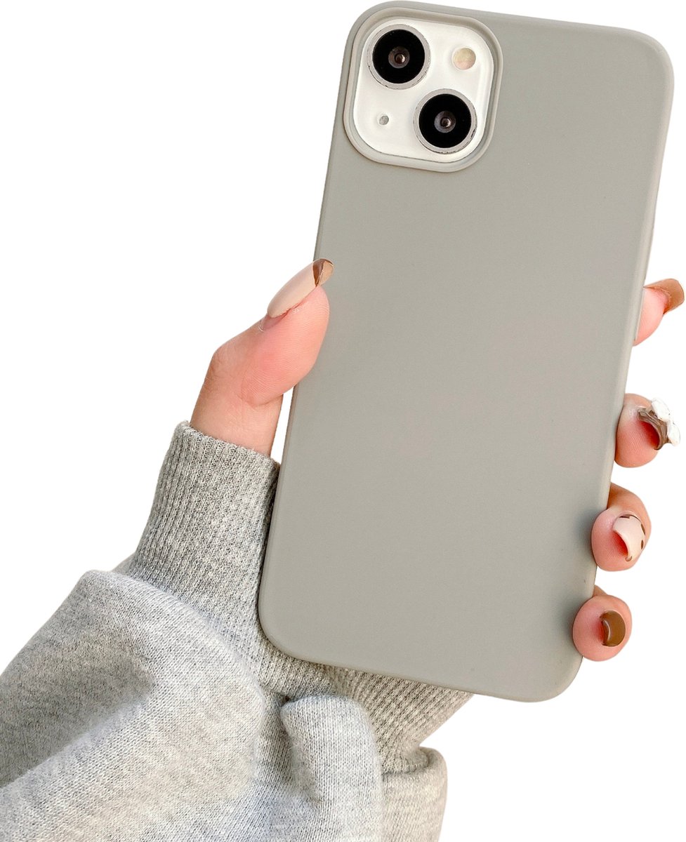 Apple iPhone 14 Soft Touch Hoesje - Grijs - Stevig Shockproof TPU Materiaal - Zachte Coating - Siliconen Feel Case - Back Cover