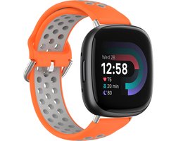 By Qubix - Geschikt voor fitbit Versa 3 & 4 / Sense 1 & 2 - Sport editie - Large - Oranje + grijs