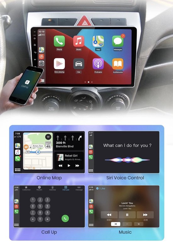 Draadloos CarPlay 8core Kia Picanto 20072010 Android 10 navigatie en