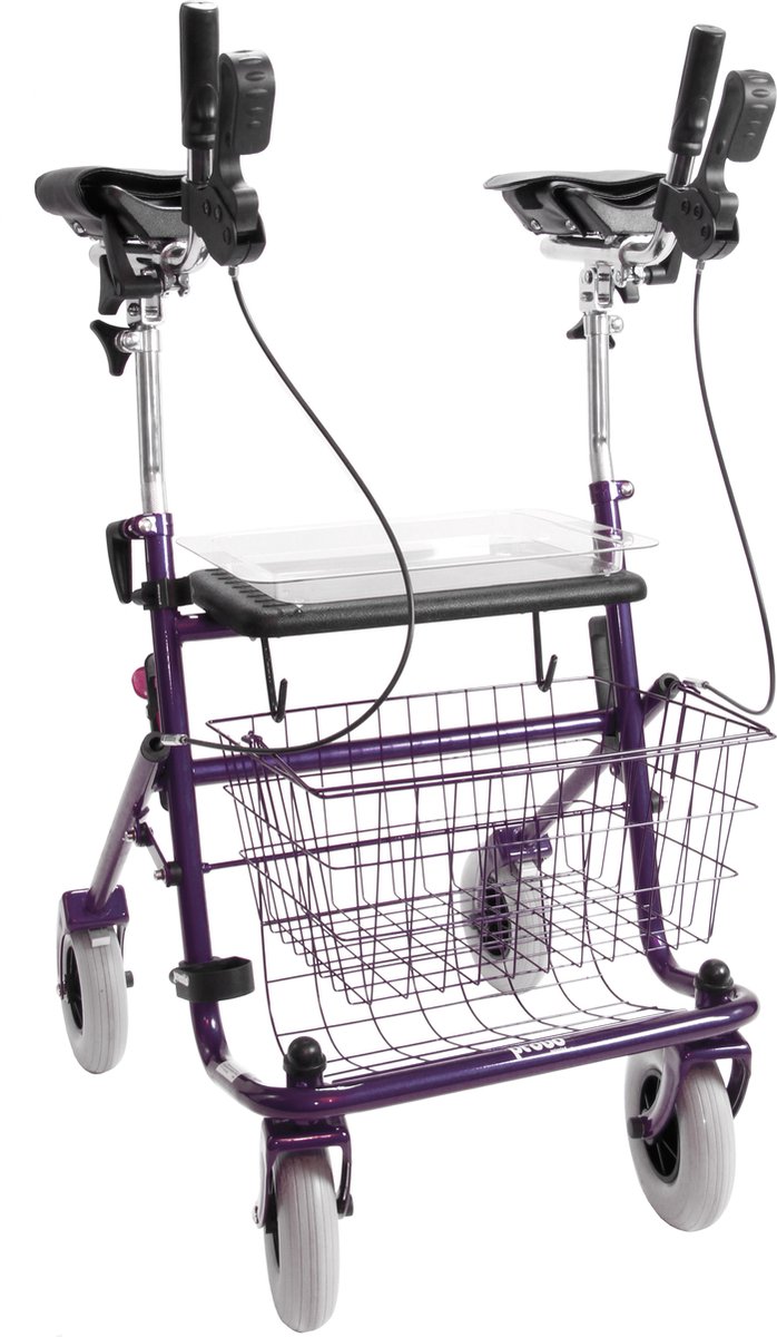 Goedkoopste Premis Provor Rollator 2de generatie inclusief verkorte onderarmschalen - Paars