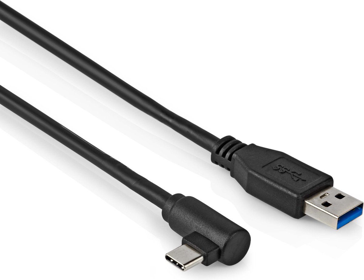 Image of USB C naar USB A kabel - 3.2 Gen 1 - 5 Gb/s - Haaks - 1 meter - Zwart - Allteq