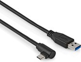 USB C naar USB A kabel - 3.2 Gen 1 - 5 Gb/s - Haaks - 1 meter - Zwart - Allteq