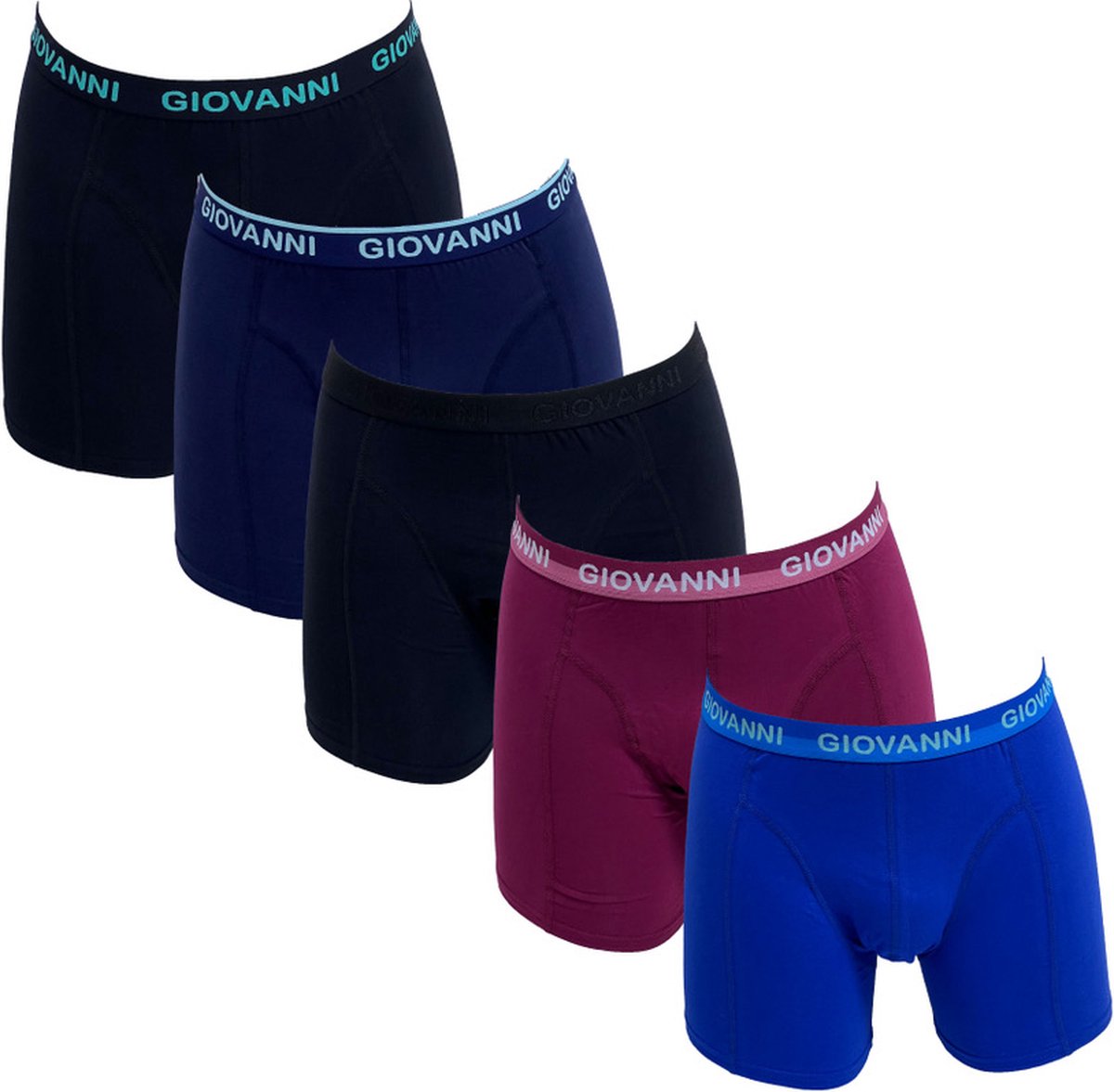 Giovanni heren boxershorts | 5-pack | MAAT M | M34 kobalt/bordeaux/zwart/marine/zwart