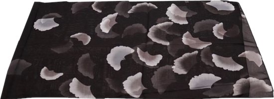 Dunne Sjaal - Bloemenprint - Zwart - 150 x 50 cm (464375#)