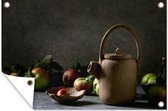 Muurdecoratie Theepot - Thee - Stilleven - 180x120 cm - Tuinposter - Tuindoek - Buitenposter