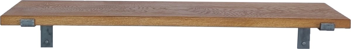 GoudmetHout Massief Eiken Wandplank - 40x25 cm - Donker eiken - Industriële plankdragers L-vorm zonder coating - Staal - Wandplank Hout