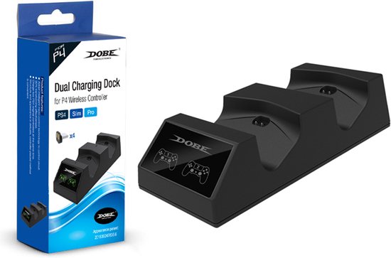 Dobe - Oplaadstation voor PS4 - Voor 2 controllers - Playstation 4 Slim Pro - Met LED