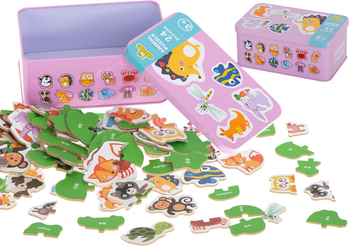 Educatieve Puzzel voor Kinderen - 48 Stuks Dieren in Blik