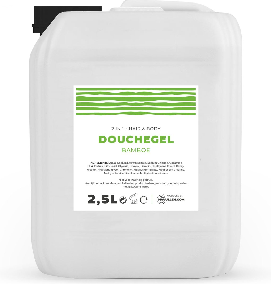 Douchegel - Bamboe - 2,5 Liter - Jerrycan - Hair & Body - Navulling – Navullen