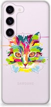 Mobiel Case Geschikt voor Samsung Galaxy S23 GSM Hoesje Doorzichtig Cat Color