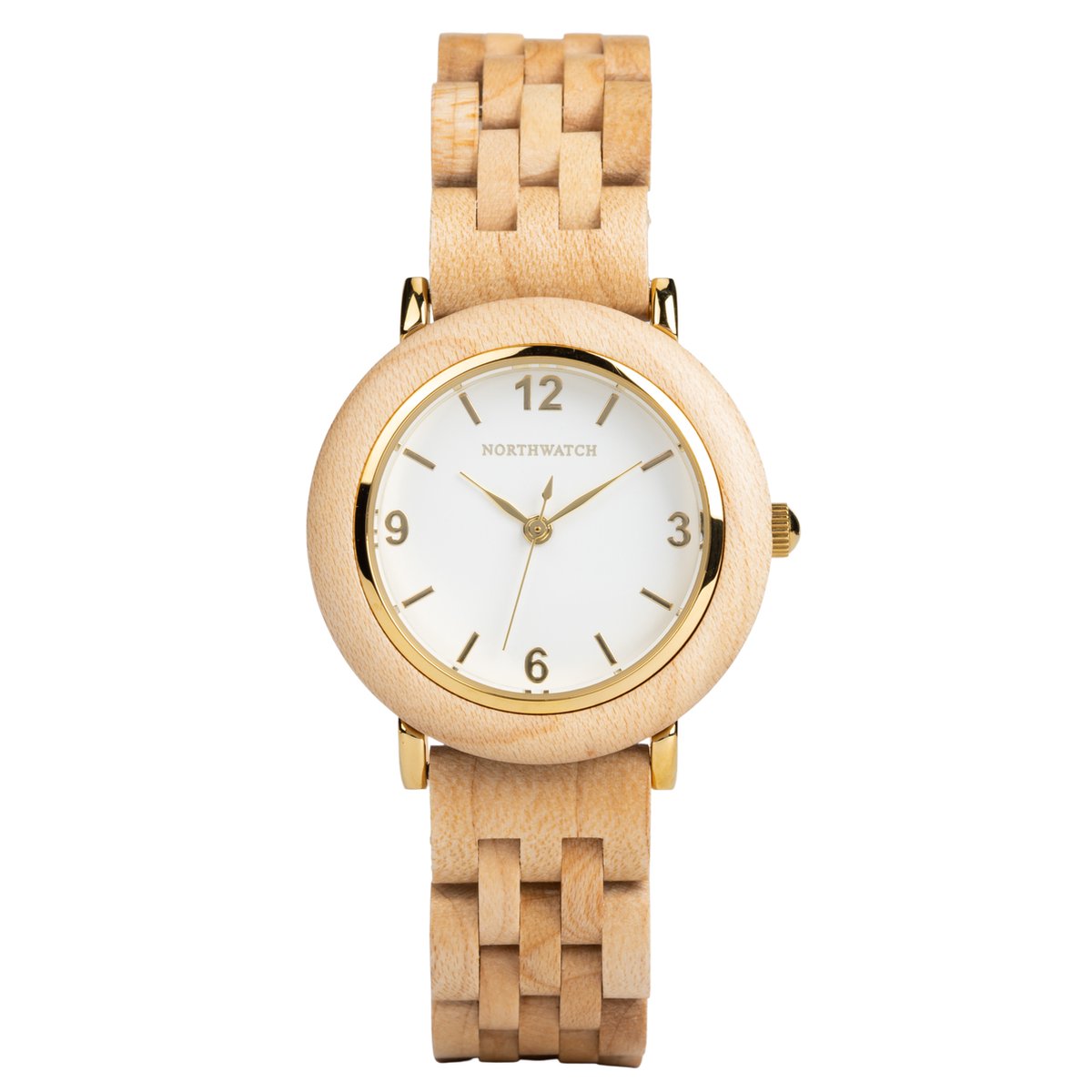 Northwatch official | Crystal | Houten dames horloge | dames cadeau | horloge creme