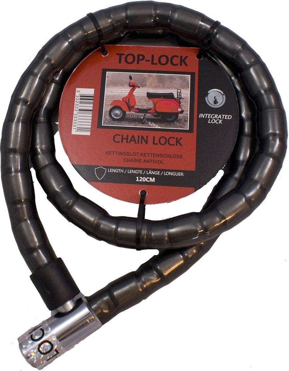 Pythonslot Top-Lock - 22mm x 120 cm - Fiets slot - Scooter slot - Ketting slot