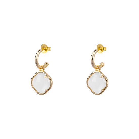 Boucles d'oreilles Femme Clover Moonstone Or (Argent Sterling 925)