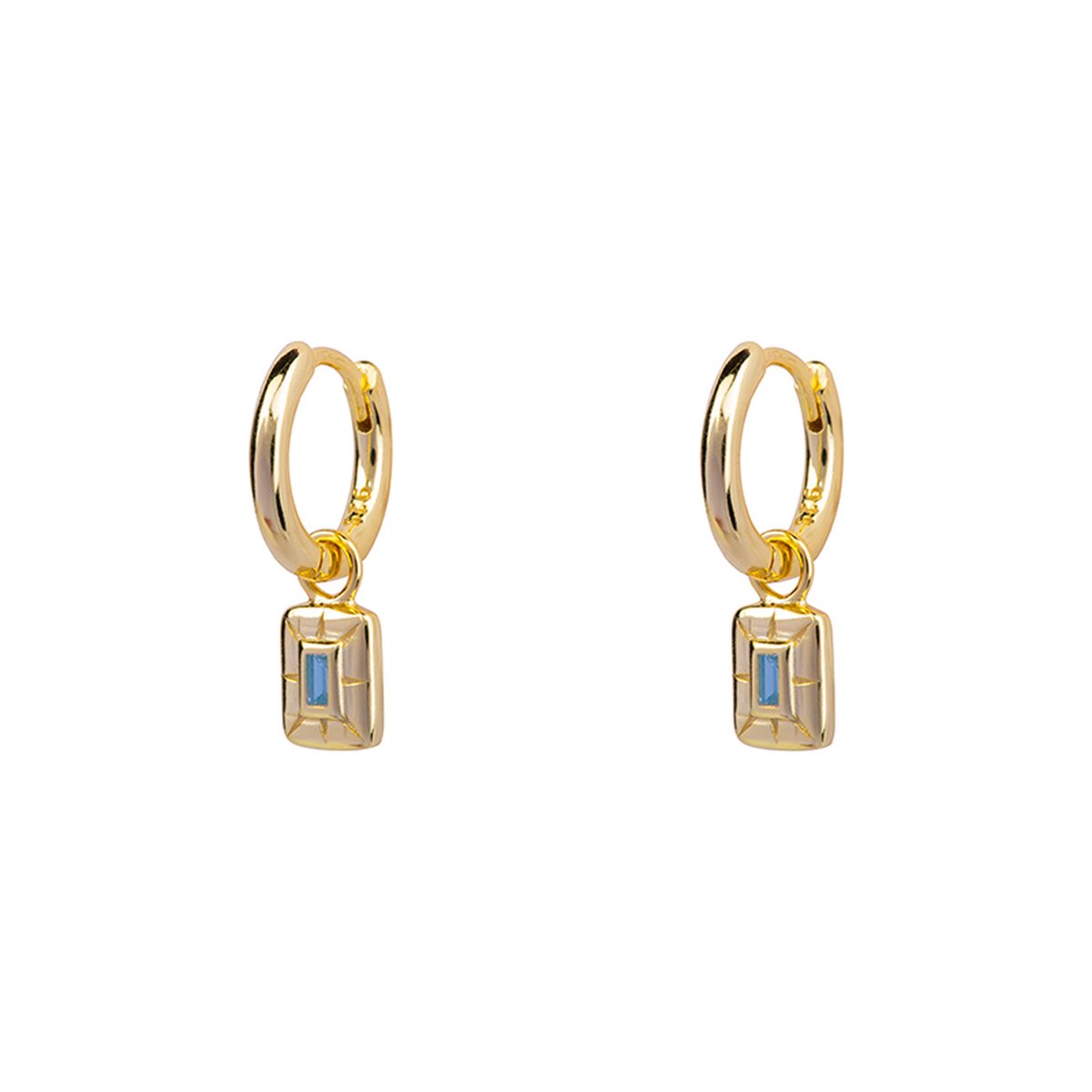 Petit Comité - Oorbellen Dames Geboortesteen December Blauw Topaas - 925 Sterling Zilver - 18K gold plated - Dames Cadeau