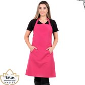 Pedra Master Keukenschort 60x80 cm Roze Kookschort met zakken Horeca kleding bedieningsschort dames Restaurant Schort voor vrouwen