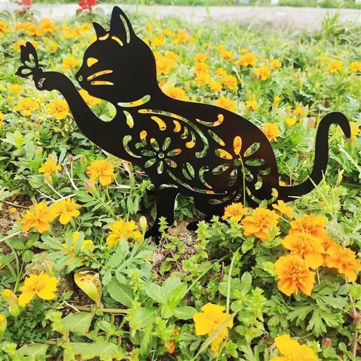 Bouchon de jardin chat en métal décoration de jardin