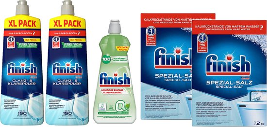 Finish Vaatwas zout 2x1,2kg | Finish glanspoel 2 x 800ml | Finish Eco ...