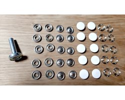 10 inslagdrukknopen wit - met stempel inslag tool - drukknopen - drukkers - 10x drukker drukknoop 12 mm