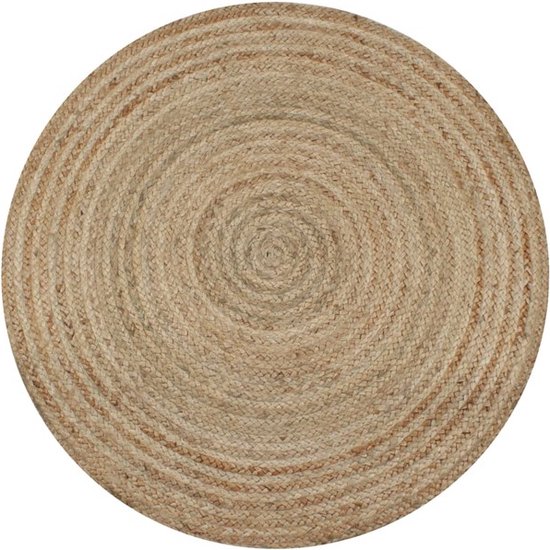 Vloerkleed rond gevlochten jute 150 cm | Rond Tapijt – Bamboe – Natuurlijke jute kleur | Decoratie woonkamer - slaapkamer