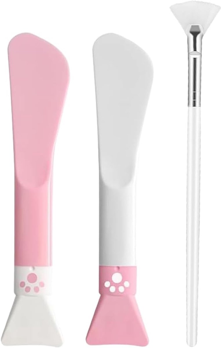 Silicone Face Mask Brush Set - 2 Stuks - Zachte Make-up Penselen en 1 Fan Brush