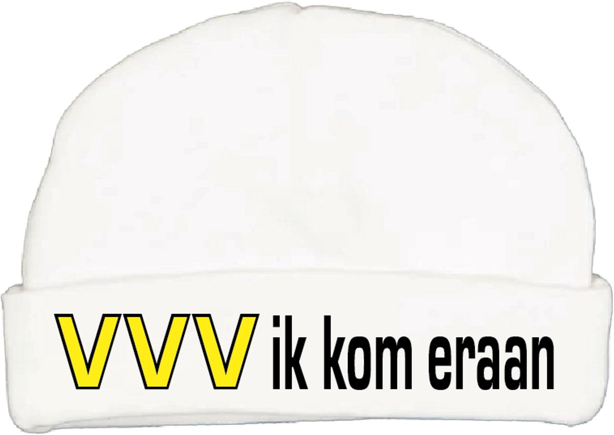 Babymutsje met de tekst: VVV ik kom eraan !