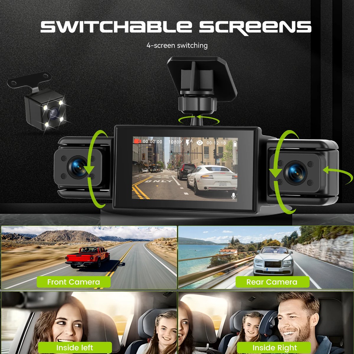 CYRO - Dashcam - Dashcam voor Auto - Dashcam voor auto Voor en Achter - Nachtzicht - Bewegingsdetectie - Parking Monitor - Zwart – foto 7