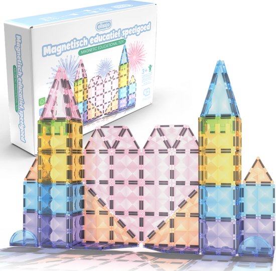 Elissio® Star Pastel – Magnetische Bouwstenen - Magnetische Tegels – 42-delig Constructiespeelgoed – Montessori Magnetisch Speelgoed voor Kinderen
