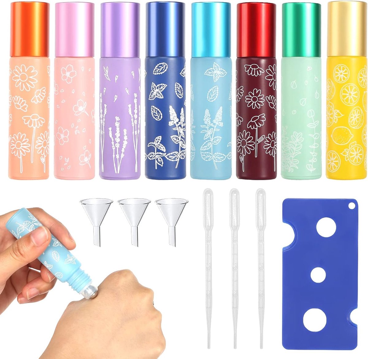 Lege Roll-on Flesjes met RVS Rollerball - 10ml Glazen Flessen voor Essentiële Olie - Rolle